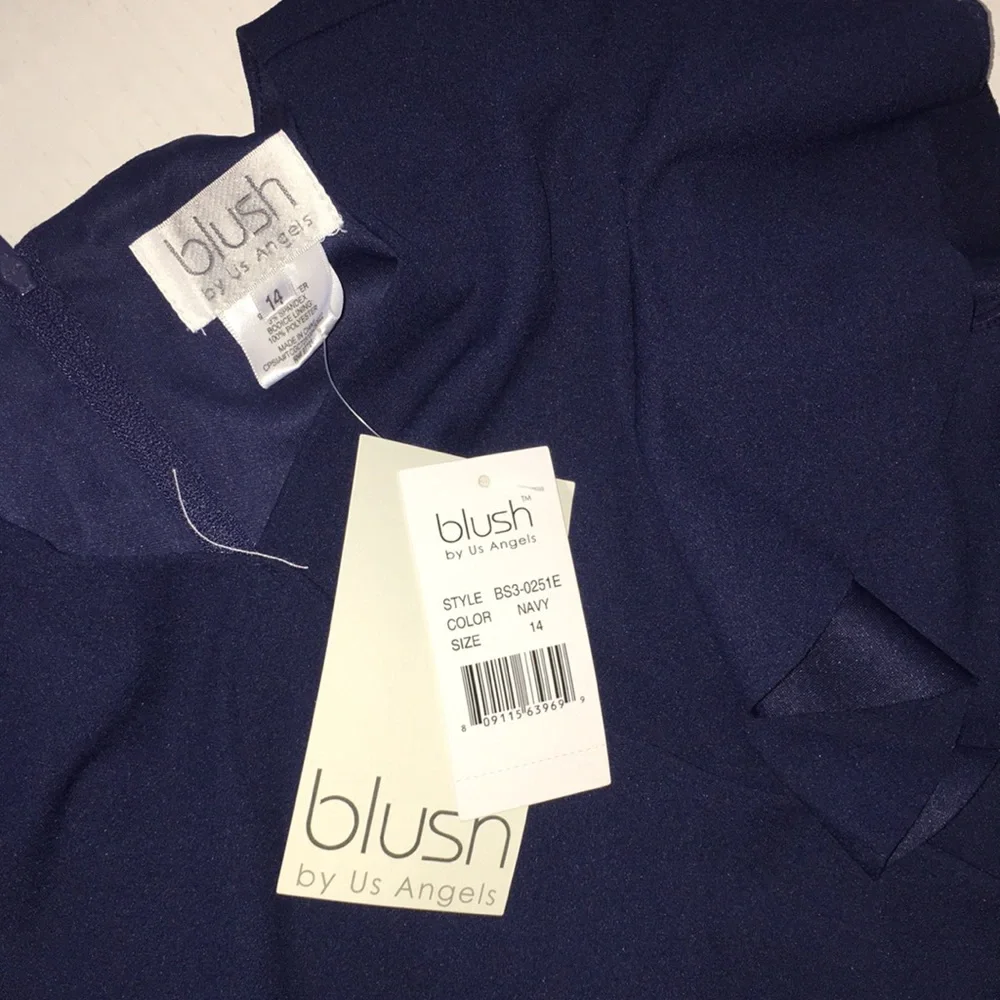 NWT Blush By Los Angeles Flutter Sleeve Navy A-Line Dress | girl size 14